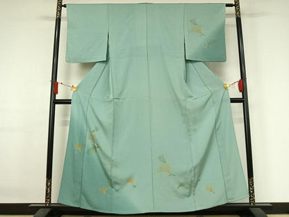平和屋着物▽訪問着　単衣　舞葉文　暈し染め　金彩　正絹　逸品　AABJ3477jh