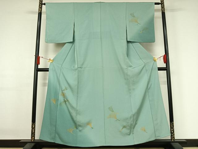 平和屋着物▽訪問着　単衣　舞葉文　暈し染め　金彩　正絹　逸品　AABJ3477jh