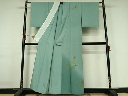平和屋着物▽訪問着　単衣　舞葉文　暈し染め　金彩　正絹　逸品　AABJ3477jh