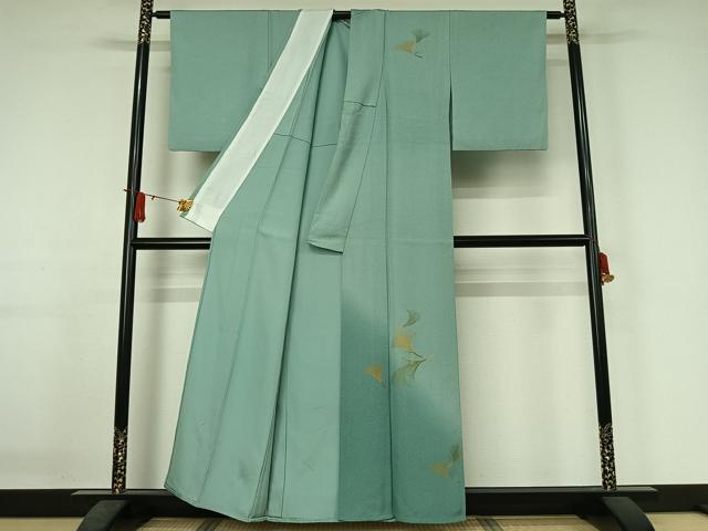 平和屋着物▽訪問着　単衣　舞葉文　暈し染め　金彩　正絹　逸品　AABJ3477jh