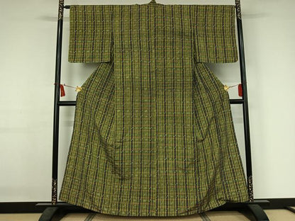 平和屋着物▽上質な紬　単衣　琉球絣　正絹　逸品　AABJ3479jh