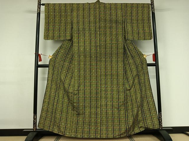 平和屋着物▽上質な紬　単衣　琉球絣　正絹　逸品　AABJ3479jh