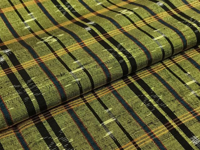 平和屋着物▽上質な紬　単衣　琉球絣　正絹　逸品　AABJ3479jh