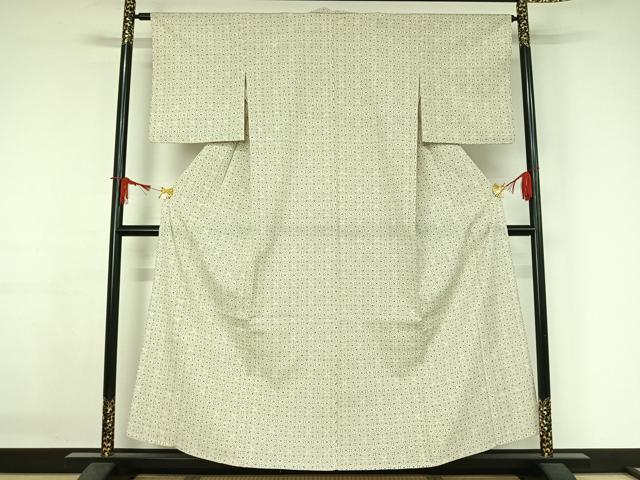 平和屋着物▽本塩沢　単衣　幾何学文様　正絹　逸品　AABJ3482jh