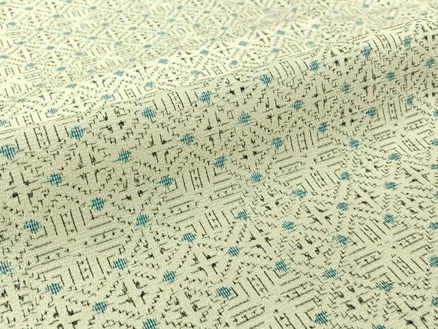 平和屋着物▽本塩沢　単衣　幾何学文様　正絹　逸品　AABJ3482jh
