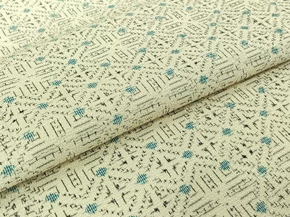 平和屋着物▽本塩沢　単衣　幾何学文様　正絹　逸品　AABJ3482jh