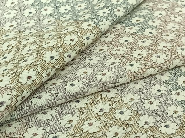 平和屋着物▽上質な小紋　単衣　紬地　草花文　正絹　逸品　AABJ3483jh