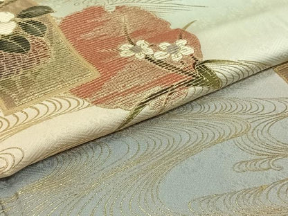 平和屋着物▽訪問着　単衣　雪輪花文　暈し染め　金彩　正絹　逸品　AABJ3484jh