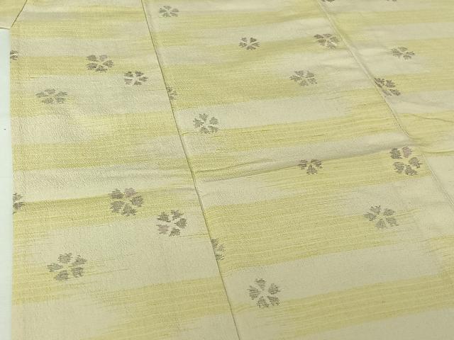 平和屋着物▽結城紬　奥順　はたおり娘　単衣　結城ちぢみ　舞花文　八絵結び　やまと誂製　証紙付き　正絹　逸品　AABJ3485jh
