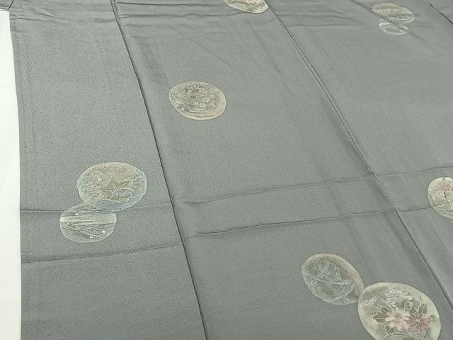 平和屋着物▽上質な小紋　単衣　花丸文　正絹　逸品　AABJ3486jh