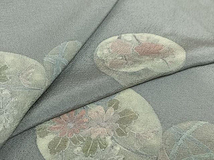 平和屋着物▽上質な小紋　単衣　花丸文　正絹　逸品　AABJ3486jh