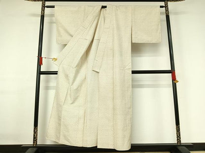 平和屋着物▽上質な紬　単衣　十字絣　正絹　逸品　AABJ3488jh