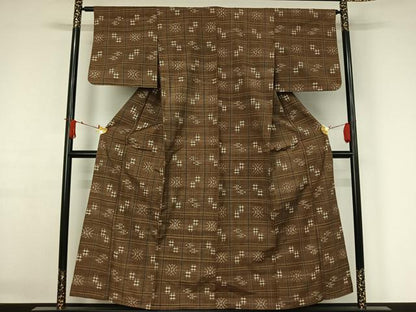 平和屋着物▽上質な紬　単衣　琉球絣　正絹　逸品　AABJ3489jh