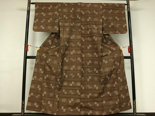 平和屋着物▽上質な紬　単衣　琉球絣　正絹　逸品　AABJ3489jh