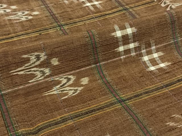 平和屋着物▽上質な紬　単衣　琉球絣　正絹　逸品　AABJ3489jh