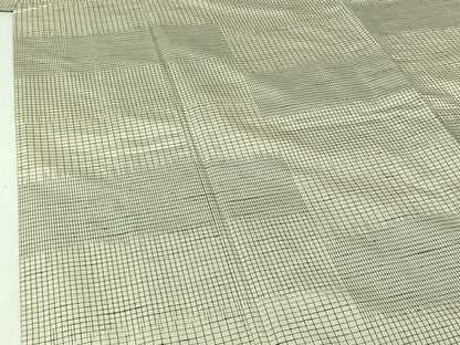 平和屋着物▽上質な紬　単衣　格子　正絹　逸品　AABJ3490jh