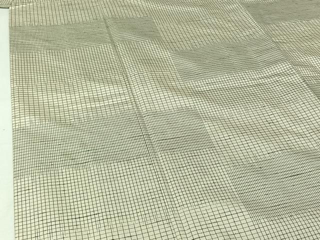 平和屋着物▽上質な紬　単衣　格子　正絹　逸品　AABJ3490jh
