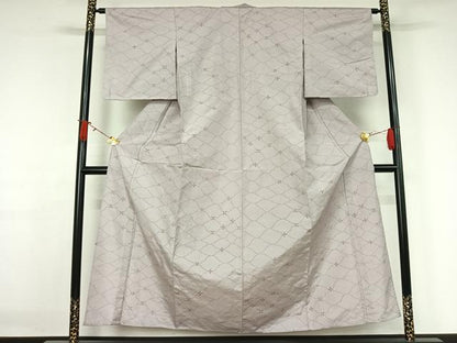 平和屋着物▽上質な紬 　単衣　舞花文 　正絹　逸品　未使用　AABJ3495jh
