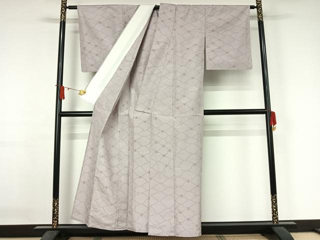 平和屋着物▽上質な紬 　単衣　舞花文 　正絹　逸品　未使用　AABJ3495jh