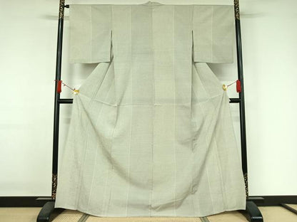 平和屋着物▽本塩沢　単衣　110亀甲　蚊絣　正絹　逸品　AABJ3496jh