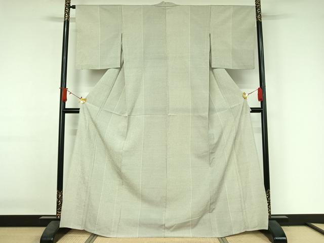 平和屋着物▽本塩沢　単衣　110亀甲　蚊絣　正絹　逸品　AABJ3496jh