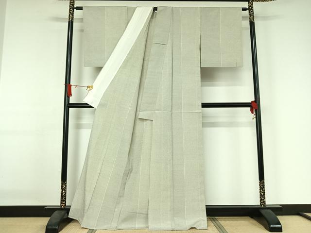 平和屋着物▽本塩沢　単衣　110亀甲　蚊絣　正絹　逸品　AABJ3496jh