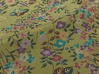 平和屋着物▽上質な小紋　単衣　草花文　鬼しぼ縮緬　正絹　逸品　AABJ3497jh