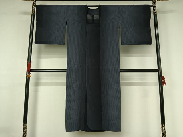 平和屋着物▽道行コート　スリーシーズン　春夏秋　塵除け　縞　ロング丈　正絹　逸品　AABJ3500jh