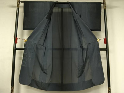 平和屋着物▽道行コート　スリーシーズン　春夏秋　塵除け　縞　ロング丈　正絹　逸品　AABJ3500jh