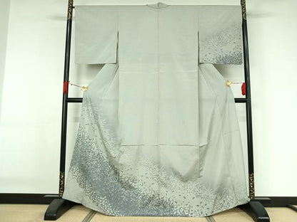 平和屋着物▽訪問着　単衣　お召地　麻の葉文様　正絹　逸品　AABJ3501jh