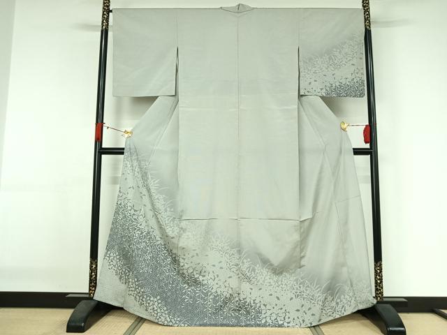平和屋着物▽訪問着　単衣　お召地　麻の葉文様　正絹　逸品　AABJ3501jh