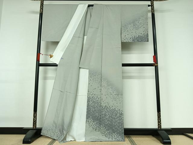 平和屋着物▽訪問着　単衣　お召地　麻の葉文様　正絹　逸品　AABJ3501jh