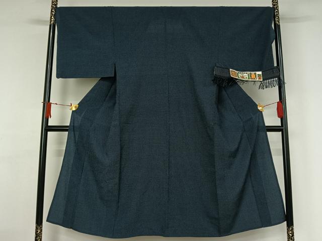 平和屋着物▽男性　本塩沢　単衣　110亀甲　総詰め　酒井織物謹製　証紙付き　正絹　逸品　AABJ3503jh