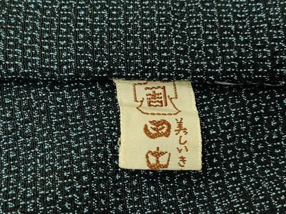 平和屋着物▽男性　本塩沢　単衣　110亀甲　総詰め　酒井織物謹製　証紙付き　正絹　逸品　AABJ3503jh