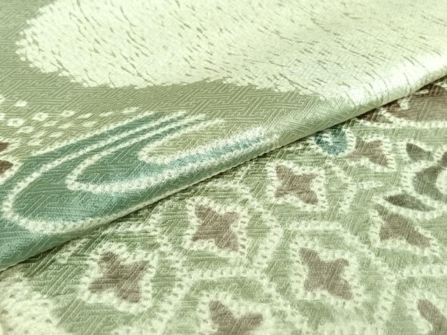 平和屋着物▽訪問着　単衣　杢目絞り　吉祥花文　正絹　逸品　AABJ3504jh
