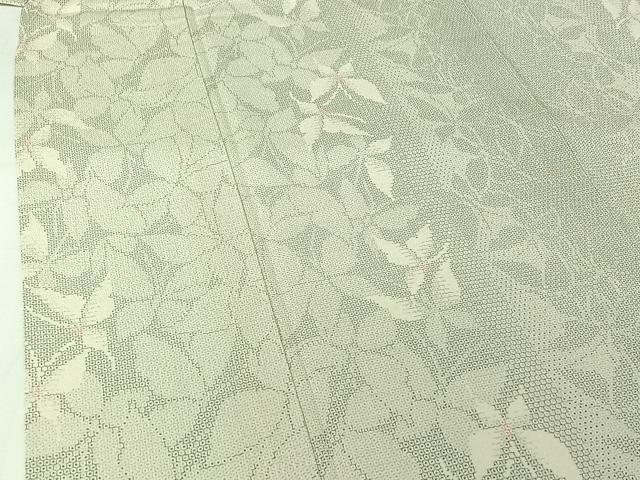 平和屋着物▽本塩沢　単衣　110亀甲　舞蝶文　正絹　逸品　AABJ3508jh