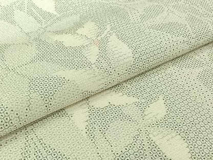 平和屋着物▽本塩沢　単衣　110亀甲　舞蝶文　正絹　逸品　AABJ3508jh