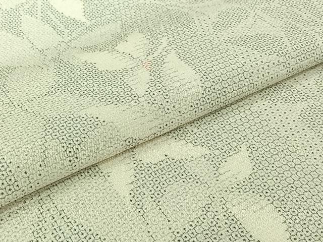 平和屋着物▽本塩沢　単衣　110亀甲　舞蝶文　正絹　逸品　AABJ3508jh