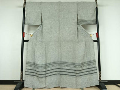 平和屋着物▽訪問着　単衣　横段文　正絹　逸品　AABJ3510jh
