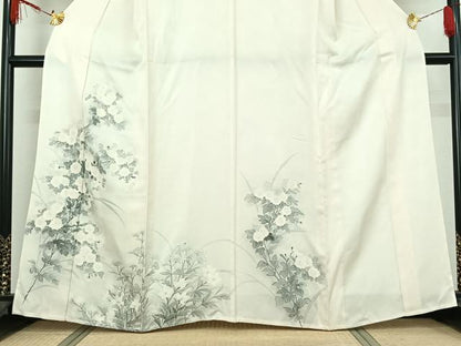 平和屋着物▽訪問着　単衣　手描き　草花文　正絹　逸品　AABJ3511jh