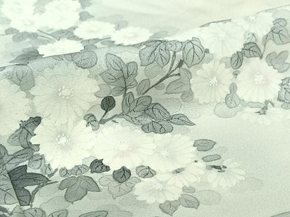 平和屋着物▽訪問着　単衣　手描き　草花文　正絹　逸品　AABJ3511jh