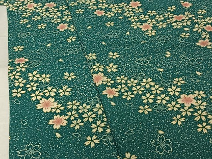 平和屋着物▽小紋　単衣　舞桜文　洗える着物　AABJ3513jh