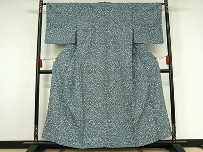 平和屋着物▽小紋　単衣　草花文　洗える着物　AABJ3515jh