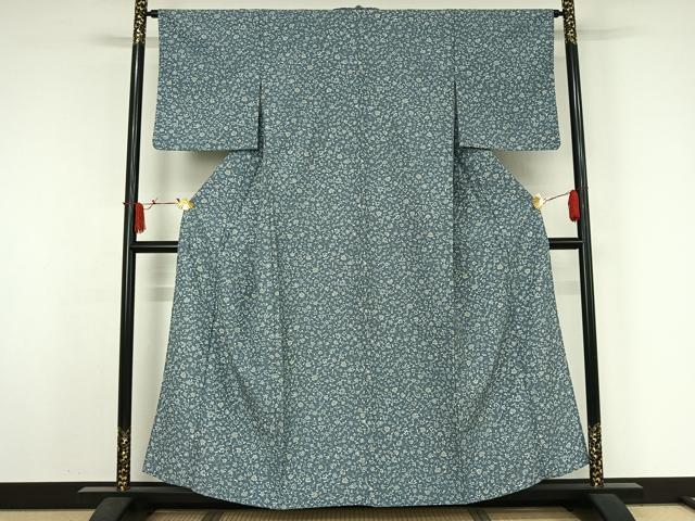 平和屋着物▽小紋　単衣　草花文　洗える着物　AABJ3515jh
