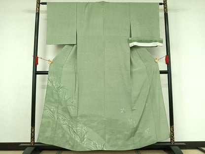 平和屋着物▽人間国宝 小宮康孝　色留袖　江戸小紋　単衣　草花文　三越扱い　反端付き　正絹　逸品　AABJ3518jh