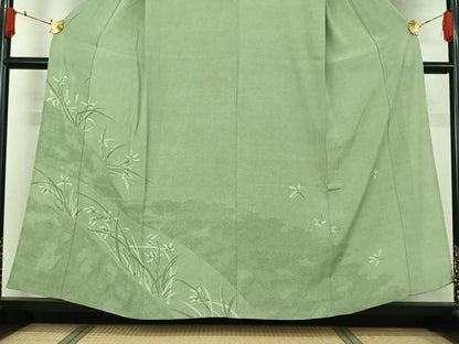 平和屋着物▽人間国宝 小宮康孝　色留袖　江戸小紋　単衣　草花文　三越扱い　反端付き　正絹　逸品　AABJ3518jh