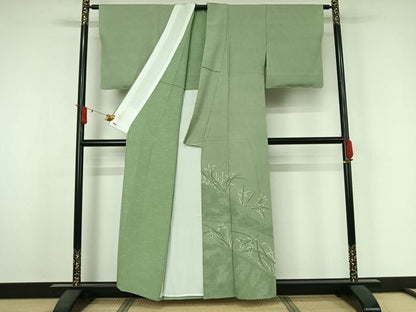 平和屋着物▽人間国宝 小宮康孝　色留袖　江戸小紋　単衣　草花文　三越扱い　反端付き　正絹　逸品　AABJ3518jh
