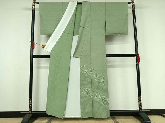 平和屋着物▽人間国宝 小宮康孝　色留袖　江戸小紋　単衣　草花文　三越扱い　反端付き　正絹　逸品　AABJ3518jh
