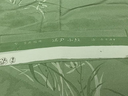 平和屋着物▽人間国宝 小宮康孝　色留袖　江戸小紋　単衣　草花文　三越扱い　反端付き　正絹　逸品　AABJ3518jh