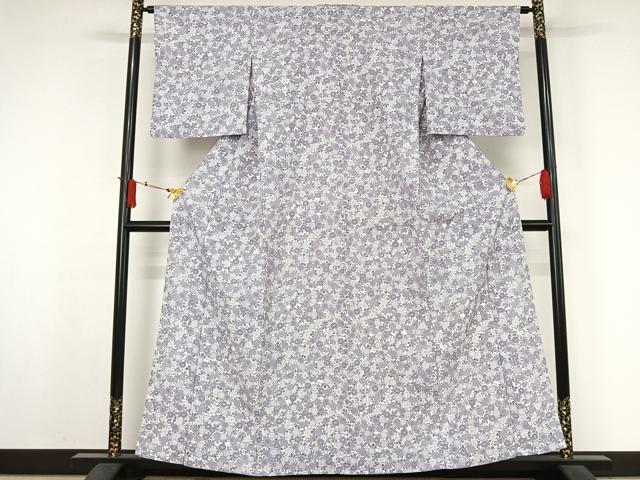 平和屋着物▽小紋　単衣　草花文　洗える着物　AABJ3521jh